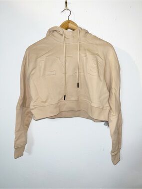 LVLS Levels Embossed Cropped Hoodie in Nude